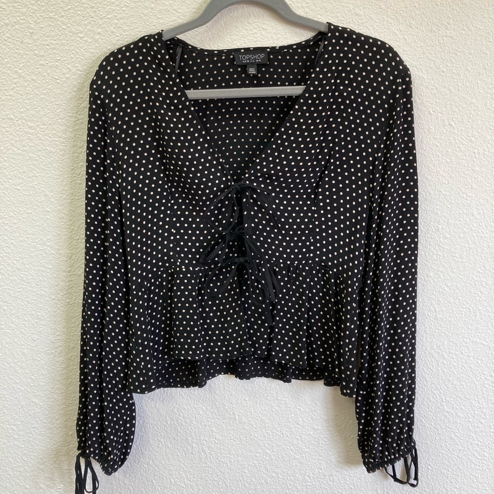 Topshop Peplum Black and White Polka Dot Blouse